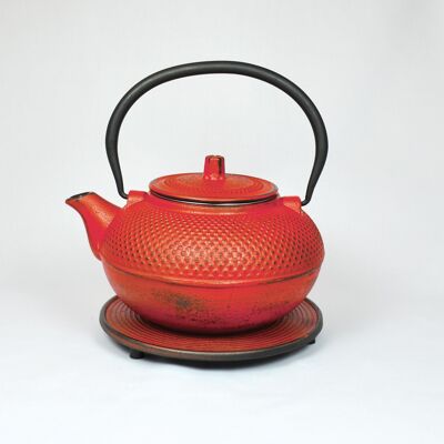 Arare cast iron teapot 1.5l crimson