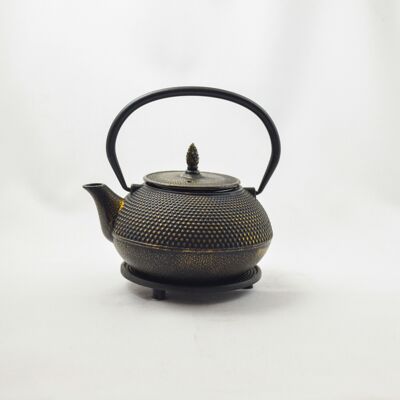 Arare cast iron teapot 0.6l black gold