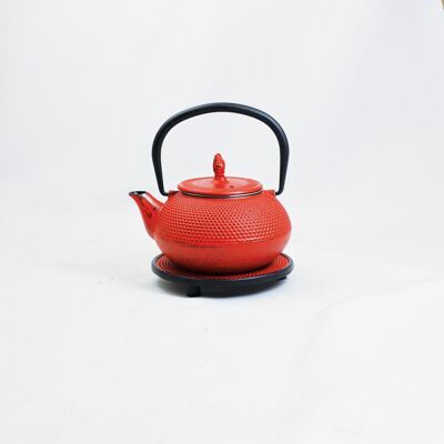 Arare cast iron teapot 0.4l red with saucer