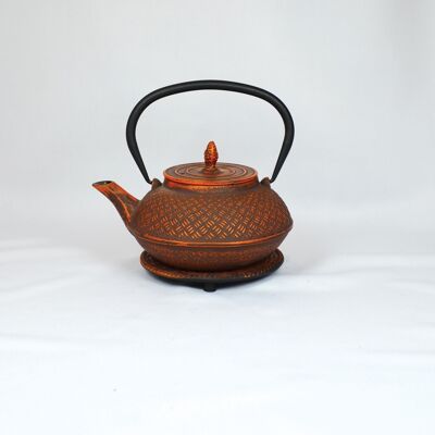 Tana cast iron teapot 0.9l orange/rust with saucer