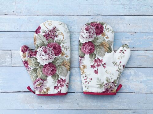 Farmhouse roses oven mitt. Soft durable oven glove. Floral baking glove. Oven mitten. Kitchen gloves. Housewarming gift.