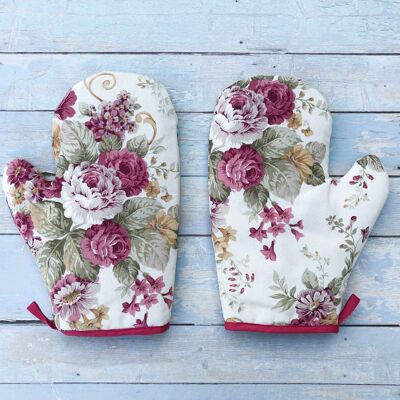 Farmhouse roses oven mitt. Soft durable oven glove. Floral baking glove. Oven mitten. Kitchen gloves. Housewarming gift.