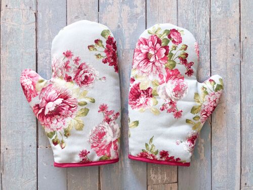 Floral oven mitt. Soft durable oven glove. Floral baking glove. Oven mitten. Kitchen gloves