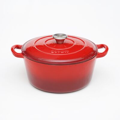 COCOTTE RONDE LATT 26x12 CM - 4,8 L - FONTE ÉMAILLÉE ROUGE