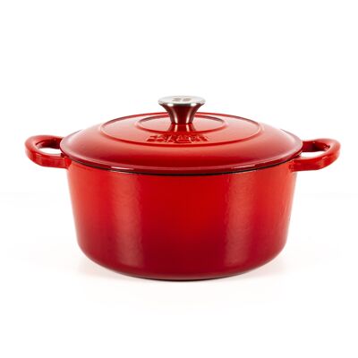 COCOTTE RONDE LATT 26x12 CM - 4,8 L - FONTE ÉMAILLÉE ROUGE
