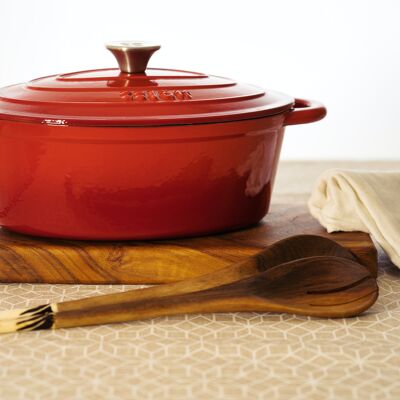 OVAL COCOTTE LATT 29x21x11 CM - 3.85 L - RED ENAMELLED CAST IRON