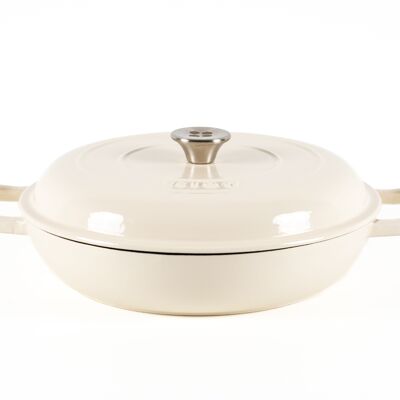 COCOTTE BASSE RONDE LATT 30x6 CM - 3,2 L - FONTE ÉMAILLÉE BLANCHE