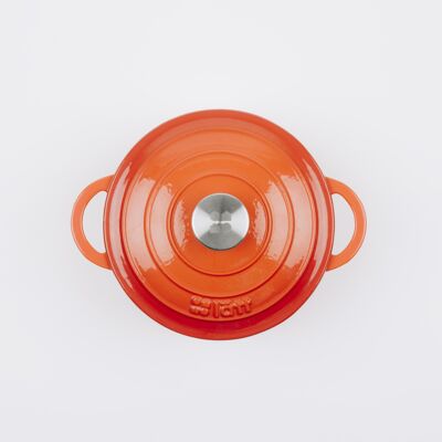 ROUND COCOTTE LATT 22x10.5 CM - 3.35 L - ORANGE ENAMELLED CAST IRON