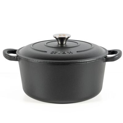 COCOTTE RONDE LATT 26x12 CM - 4,8 L - FONTE ÉMAILLÉE NOIRE