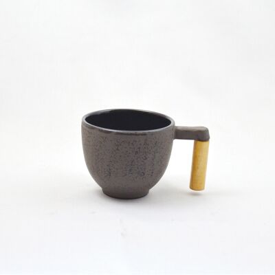 Taza de té de hierro redondo madera gris
