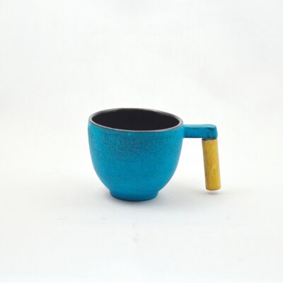 Tea cup iron round wood light blue