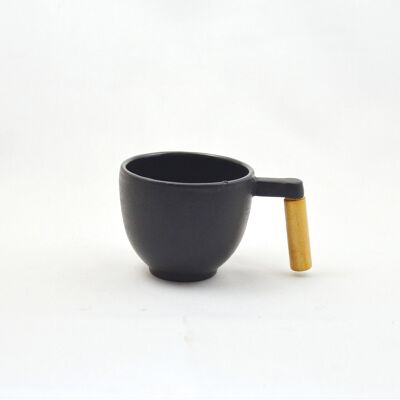 Taza de té de hierro redondo madera negro