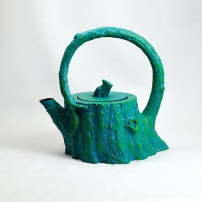 Ki teapot made of cast iron 0.8l light blue/red