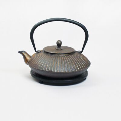 Tai yo cast iron teapot 1.15l rust/gold with saucer