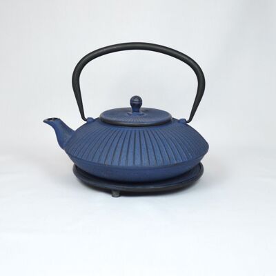 Tai yo cast iron teapot 1.15l blue with saucer