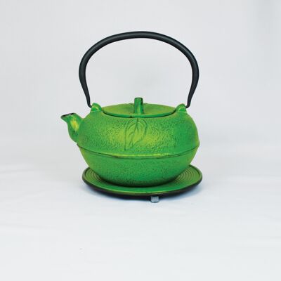 Ko No Ha cast iron teapot 1.8l green with saucer