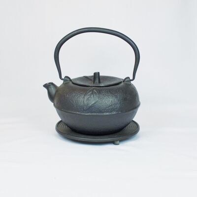 Ko No Ha cast iron teapot 1.8l black with saucer