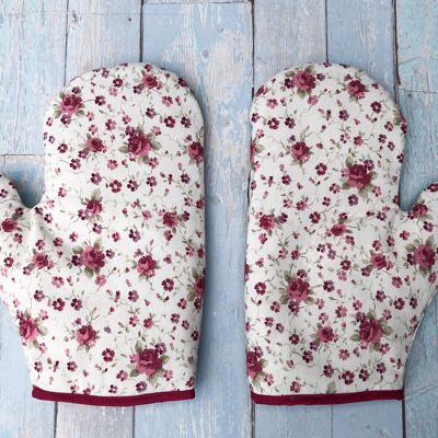 Manopla de cocina con estampado de rosas. Guante de horno suave y duradero. Guante de repostería con estampado de rosas pequeñas. Manopla de horno. Guantes de cocina.