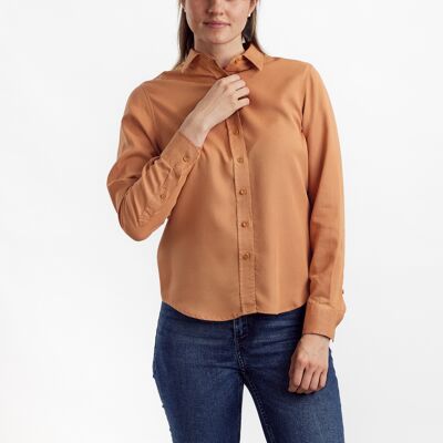 Garment dyed shirt in Tencel - Caramel Brown