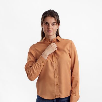 Garment dyed shirt in Tencel - Caramel Brown