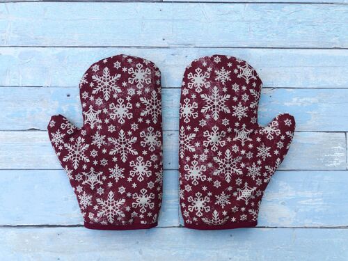 Christmas snowflakes print oven mitt. Soft durable oven glove. Christmas Oven mitten. Kitchen gloves. Housewarming gift. Christmas gift