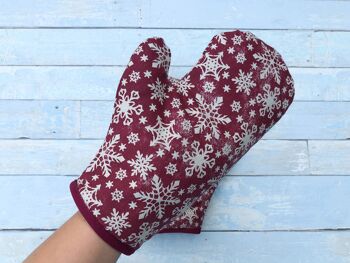 Gant de cuisine imprimé flocons de neige de Noël. Gant de four doux et durable. Gant de cuisine de Noël. Gants de cuisine. Cadeau de pendaison de crémaillère. cadeau de Noël 2