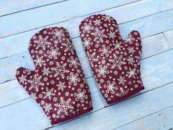 Gant de cuisine imprimé flocons de neige de Noël. Gant de four doux et durable. Gant de cuisine de Noël. Gants de cuisine. Cadeau de pendaison de crémaillère. cadeau de Noël 5