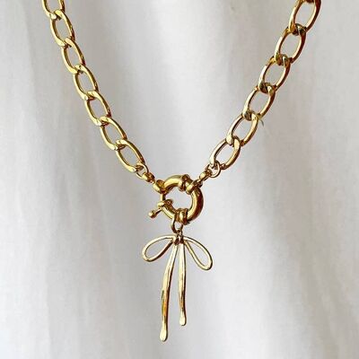 Bow-dacious Bow and Chunky Chain Necklace_Necklace