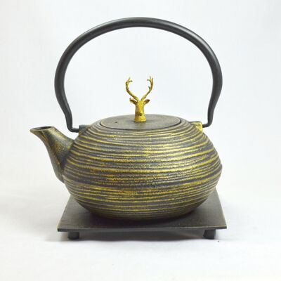 Mo Yo cast iron teapot 1.2l black-gold with deer gold