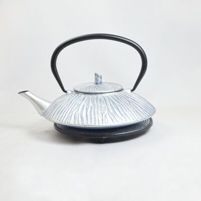 Shimauma 1.0l cast iron teapot blue silver with saucer