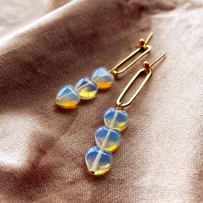 Esme Opalite Heart Bead Earrings_Gold plate