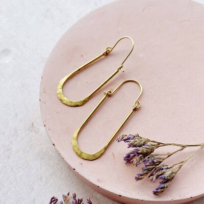 Forge - Hammered Brass Drop Hoop Earrings