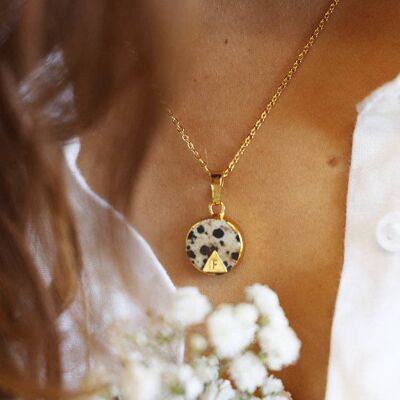 Harmonia Personalised Dalmatian Gemstone Necklace_Gold plate