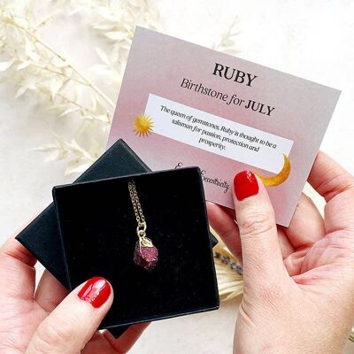 Hera - July Birthstone Ruby Necklace_Gold plate