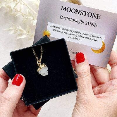 Hera - June Birthstone Moonstone Necklace_Gold plate