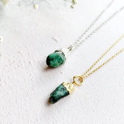 Hera - May Birthstone Emerald Necklace_Gold plate