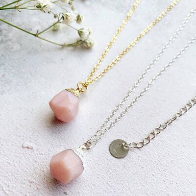 Hera - October Birthstone Pink Opal Necklace_Gold plate