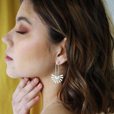 Hestia: Sun Ray Drop Stud Earrings_Gold plate