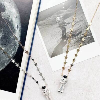 I Just Need Some Space, Man Star & Astronaut Necklace_Gold plated