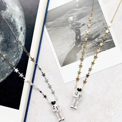 I Just Need Some Space, Man Star & Astronaut Necklace_Silver plated