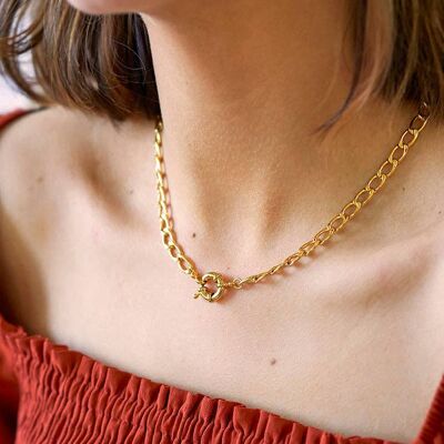 Layered - Gold or Silver Chunky Bolt Clasp Chain_Gold plate