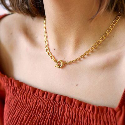 Layered - Gold or Silver Chunky Bolt Clasp Chain_Gold plate