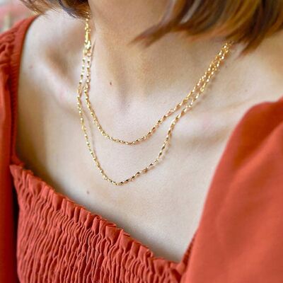 Layered collection - Gold plated Twisted Bar Chain_17"