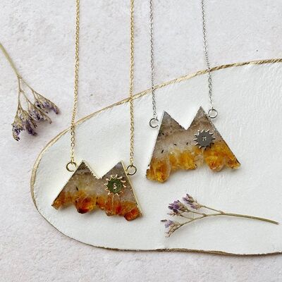Nomad - Citrine Mountain Necklace_Silver plate