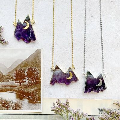 Nomad Amethyst Mountain Necklace_Gold plate