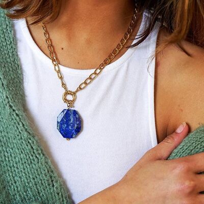 Oceana - Lapis Lazuli Crystal & Gold Curb Chain Necklace