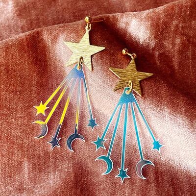 Stardust Resin Celestial Earrings_Gold plate studs