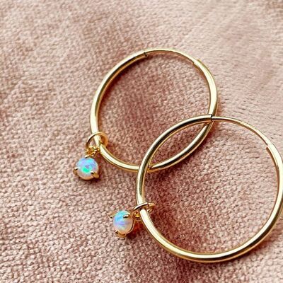 Tilly: Fire Opal 14k Gold Fill Hoop Earrings