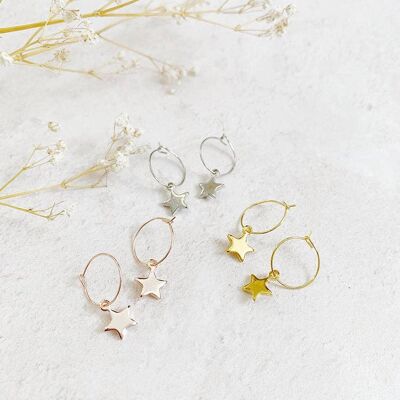 Vega Simple Star Hoop Earrings_Gold plate