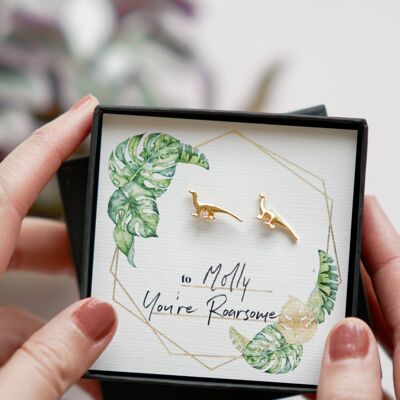 You're Roarsome - Dinosaur Stud Earrings Gift_Brachiosaurus